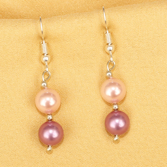 Imeora Pink Purple 8mm Shell Pearl Earrings