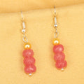 Imeora Pink Quartz Earrings With 5mm Shell Beads