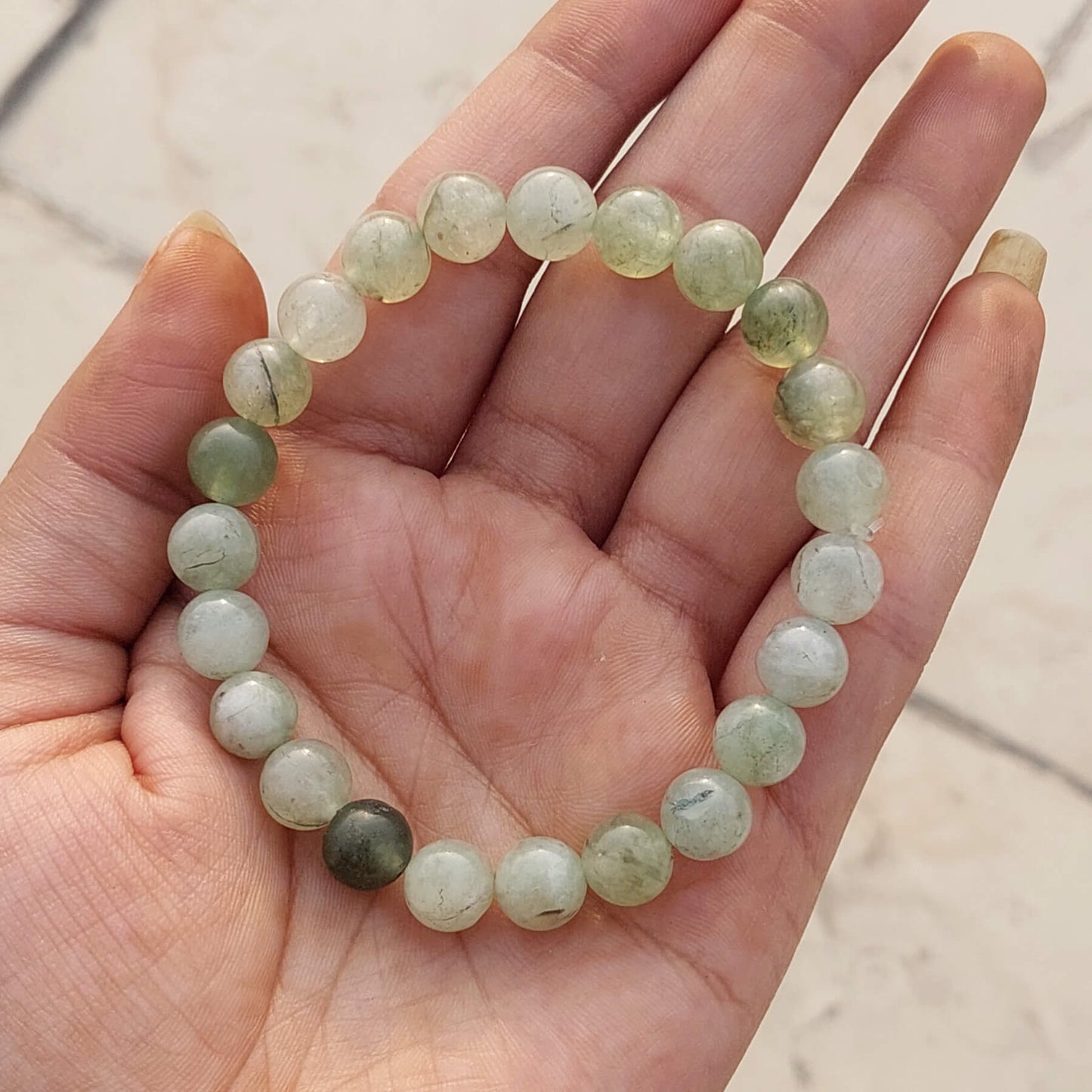 Certified Premium Prehnite 8mm Natural Stone Bracelet