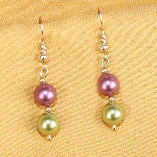 Imeora Purple Green 8mm Shell Pearl Earrings