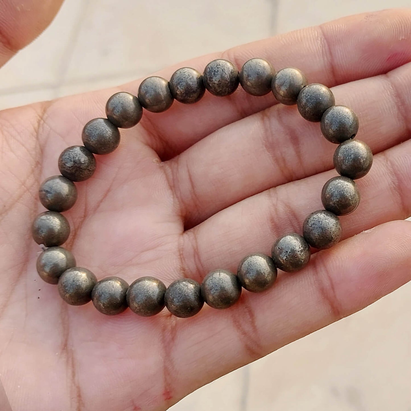 Certified Premium Pyrite 8mm Natural Stone Bracelet