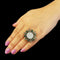 925 Silver Antique Look Green Adjustable Ring With Mirror