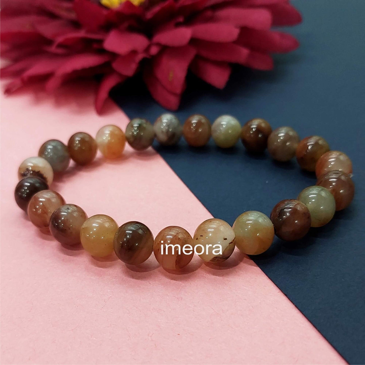 Certified Red Fire Agate 8mm Natural Stone Bracelet