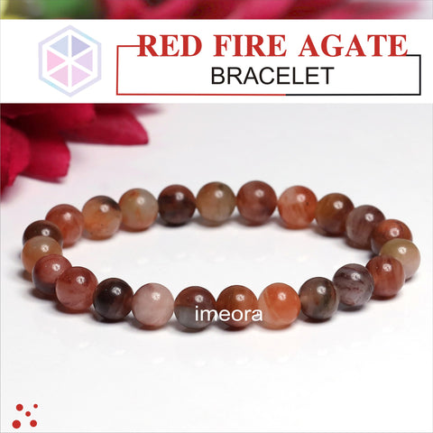 Certified Red Fire Agate 8mm Natural Stone Bracelet