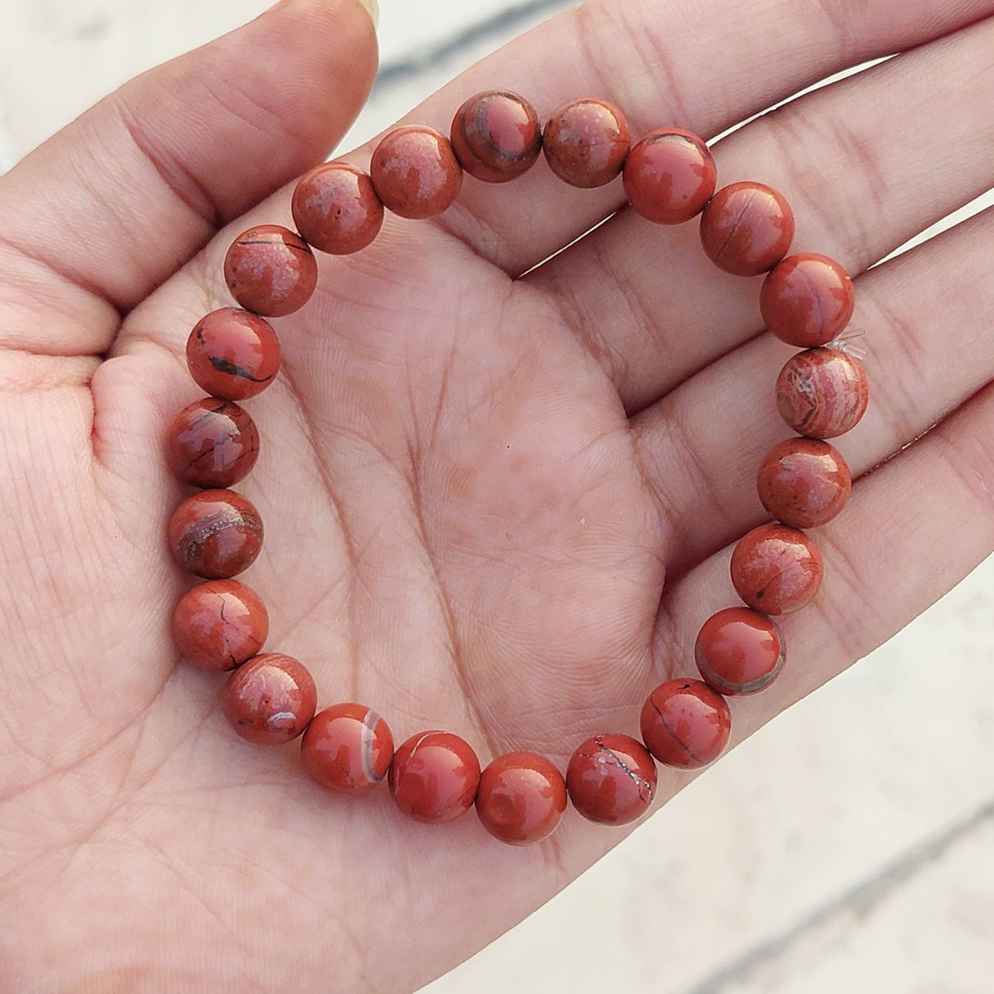 Certified Red Jasper 8mm Natural Stone Bracelet