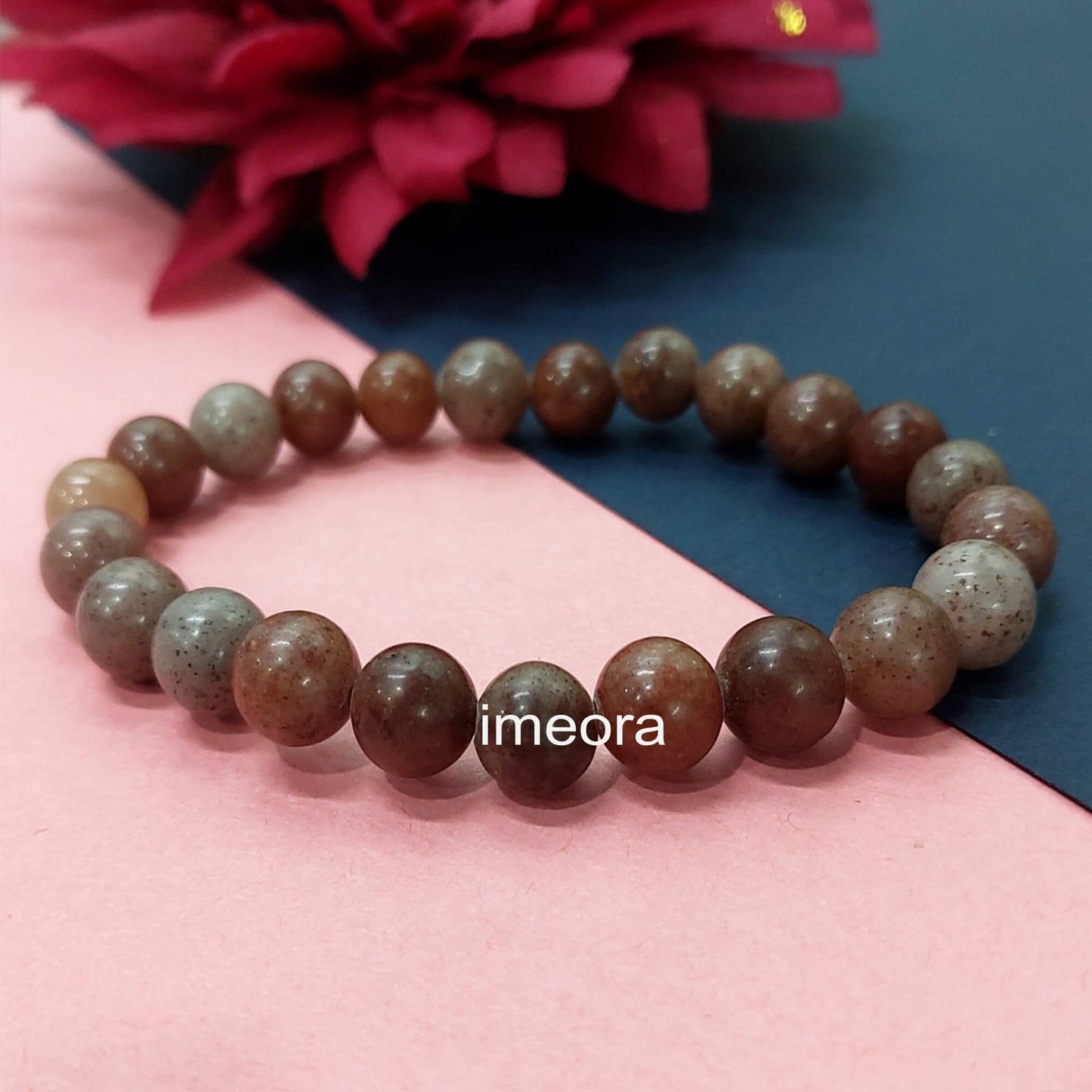 Certified Red Rutilated Quartz 8mm Natural Stone Bracelet