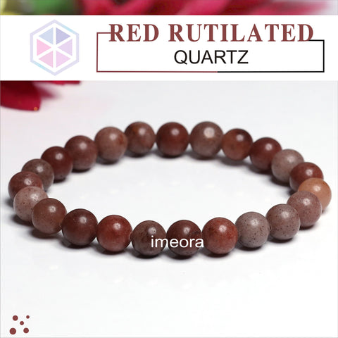 Certified Red Rutilated Quartz 8mm Natural Stone Bracelet