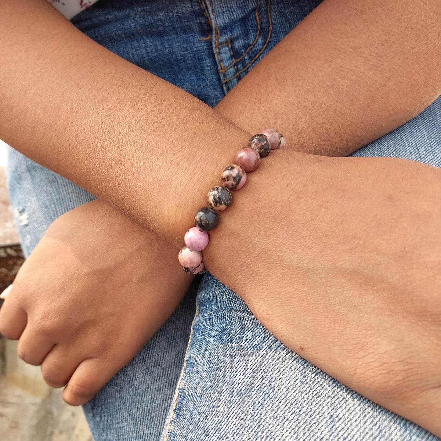 Certified Rhodonite 8mm Natural Stone Bracelet