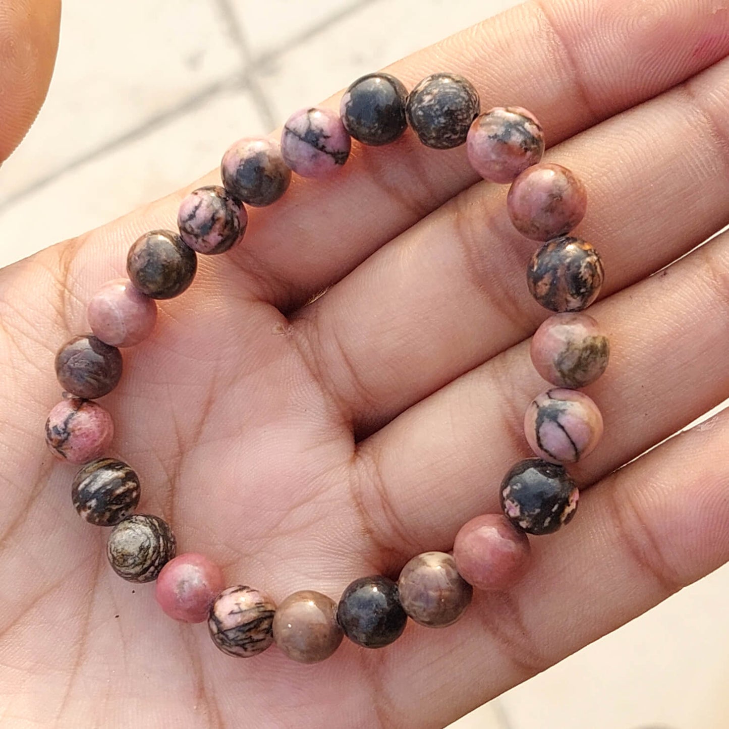 Certified Rhodonite 8mm Natural Stone Bracelet