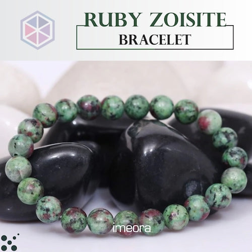 Certified Ruby Zoisite 8mm Natural Stone Bracelet