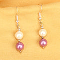 Imeora Purple White 8mm Shell Pearl Earrings