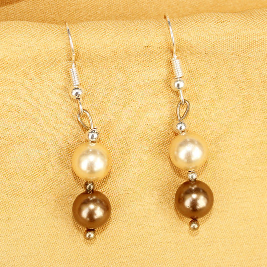 Imeora Chocolate Cream 8mm Shell Pearl Earrings