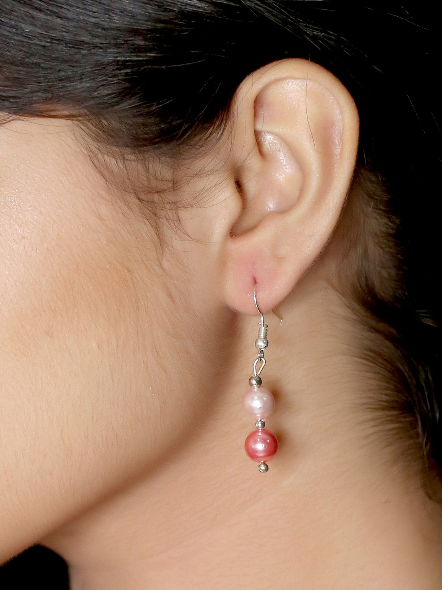 Reddish Pink Baby Pink Pearl Earring