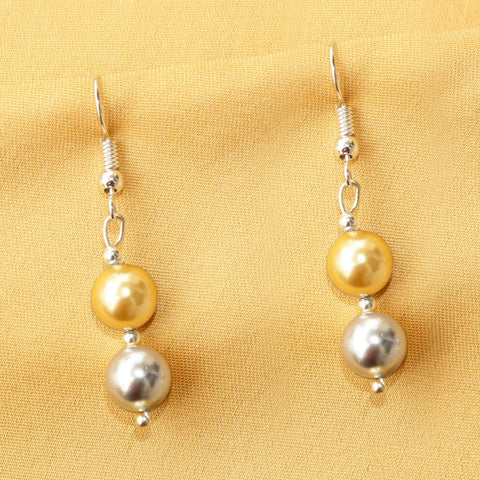 Imeora Silver Golden 8mm Shell Pearl Earrings
