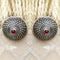 925 Silver Antique Look Stud With Ruby Red Center