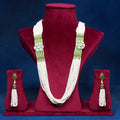 Imeora Designer Green Multiline Necklace Set With Dual Brooch