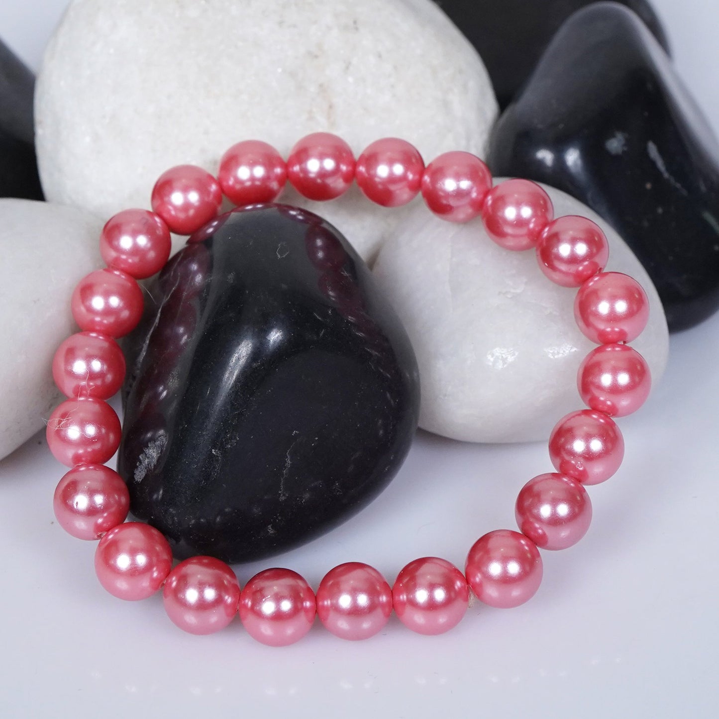 Imeora Reddish Pink 8 mm Shell Pearl Bracelet