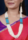 Imeora Designer Blue Necklace Set With White Multiline
