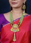 Imeora Designer Green Multiline Pendant Necklace Set With Handmade Dori