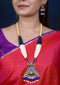Imeora Designer Multiline Pendant Necklace Set With Stone Hangings And Handmade Dori