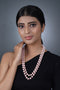 Imeora Double Line Pink Shell Pearl Necklace With Red Beads