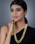 Imeora Double Line Knotted Golden Shell Pearl Necklace