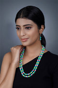 Imeora Multicolor Double Line Copper Turquoise Necklace With Earrings
