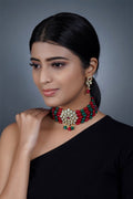 Imeora Designer Multicolor Choker Necklace Set With Stone Hangings And Handmade Dori