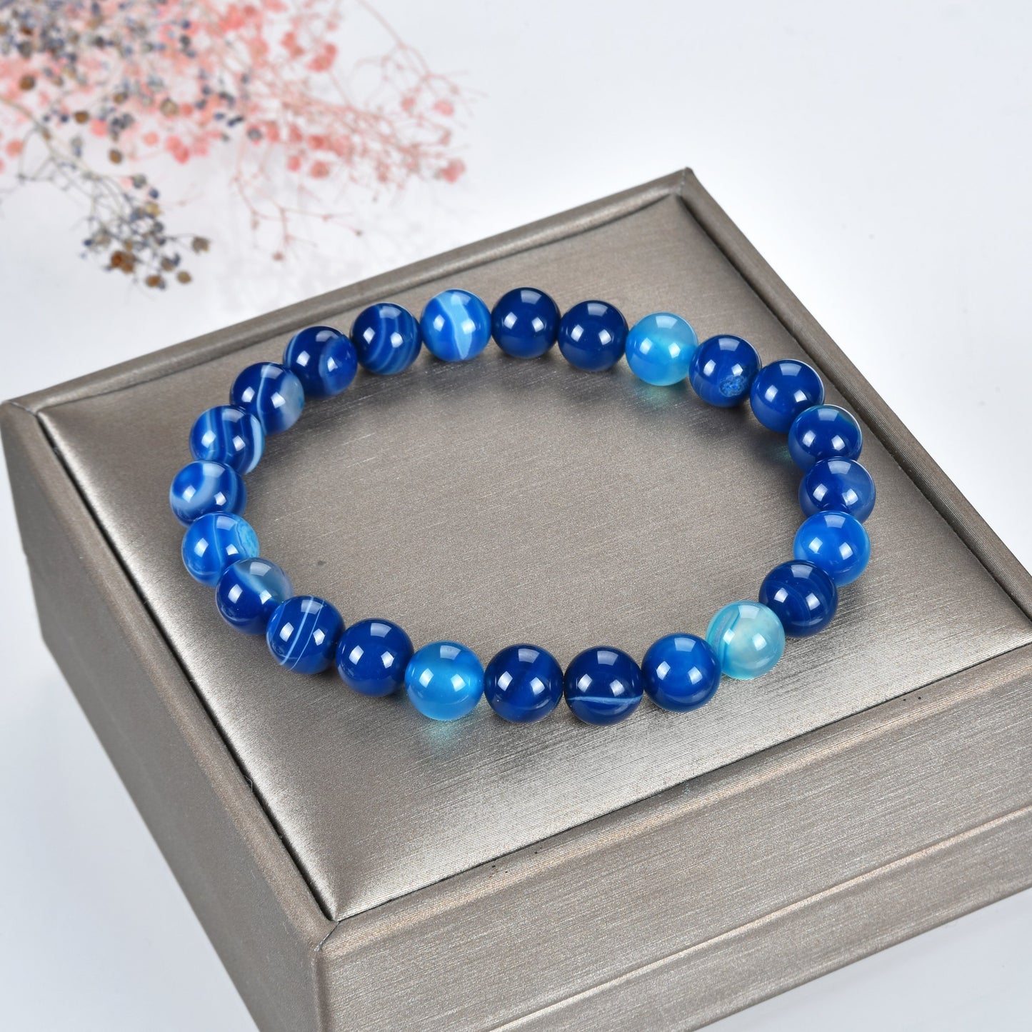 Blue Agate 8mm Stone Bracelet