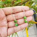 Imeora Parrot Green Agate 8mm Double Line Necklace With 8mm Earrings