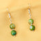 Imeora Parrot Green Agate 8mm Double Line Necklace With 8mm Earrings