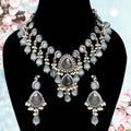 Trinity Necklace Set With Monalisa Stone Hangings And Dori