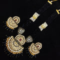 Imeora Designer Black Pendant Necklace Set With Handmade Dori And Stone Hangings