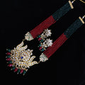Imeora Designer Multicolor Lotus Pendant Necklace Set With Handmade Dori & Stone Hangings