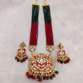 Imeora Designer Multicolor Multiline Necklace Set With Stone Hangings And Handmade Dori