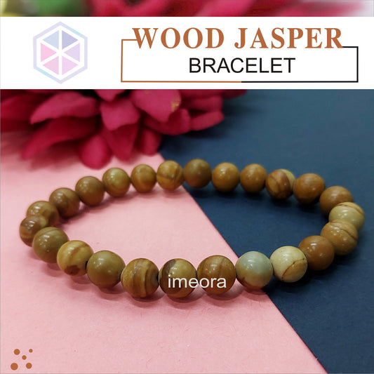 Certified Wood Jasper 8mm Natural Stone Bracelet