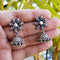 925 Silver Antique Look Flower Earrings With Jhumki Drop