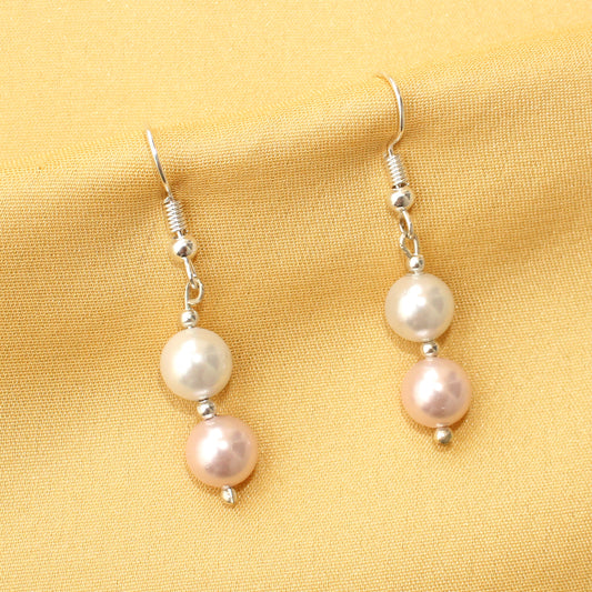 Baby Pink White Pearl Earrings