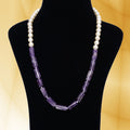 Imeora Real Amethyst Necklace With 8mm Off White Shell Pearl