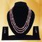 Imeora Tripple Line Red Aventurine Necklace Set With 4mm Beads
