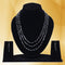 Imeora Tripple Line Black Onyx Necklace Set With 4mm Beads