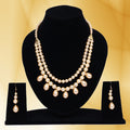 Golden Pearl Necklace With Earrings