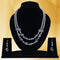 Imeora Metallic Silver 8mm Hematite Double Line Necklace Set With White Crystal