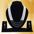 Imeora Tripple Line White 8mm Shell Necklace Set With Black Hematite