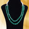 Imeora 8mm White Shell Pearl Double Line Necklace With Green Quartz