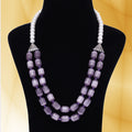 White Pearl Necklace With Purple Monalisa 