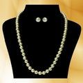 Imeora Green 8mm Shell Pearl Necklace with 10mm Green Studs