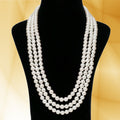 Imeora Exclusive Tripple Line 8mm White Shell Pearl Necklace