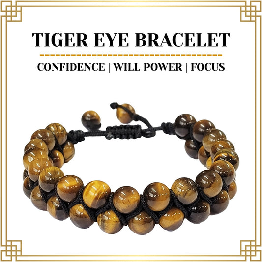 Handmade Double Layer Tiger Eye 8mm Natural Stone Bracelet