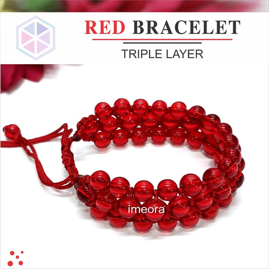 Three Layer Handmade Adjustable Bracelet 6mm Beads